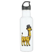 Giraffe als Gentleman mit Hut, Krawatte und Mustac Edelstahlflasche (Vorderseite)