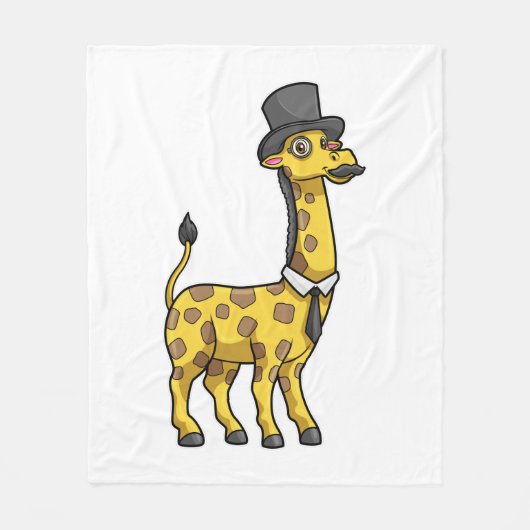 Giraffe als Gentleman mit Hut, Krawatte und Mustac Fleecedecke (Vorderseite)