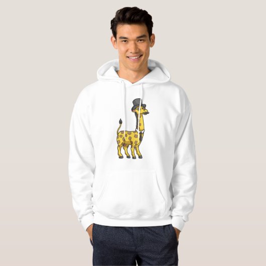 Giraffe als Gentleman mit Hut, Krawatte und Mustac Hoodie (Vorne ganz)