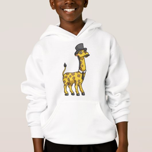 Giraffe als Gentleman mit Hut, Krawatte und Mustac Hoodie (Vorderseite)