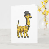 Giraffe als Gentleman mit Hut, Krawatte und Mustac Karte (Gelbe Blume)