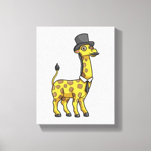 Giraffe als Gentleman mit Hut, Krawatte und Mustac Leinwanddruck (Vorderseite)