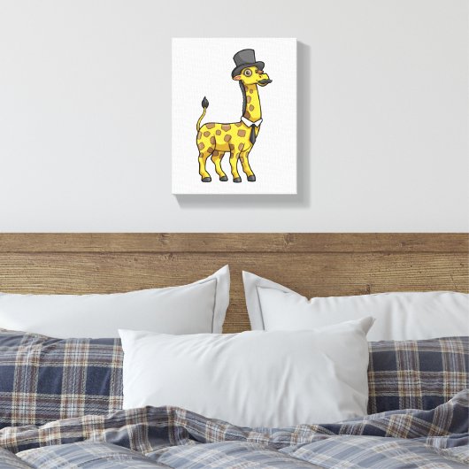 Giraffe als Gentleman mit Hut, Krawatte und Mustac Leinwanddruck (Insitu (Schlafzimmer))