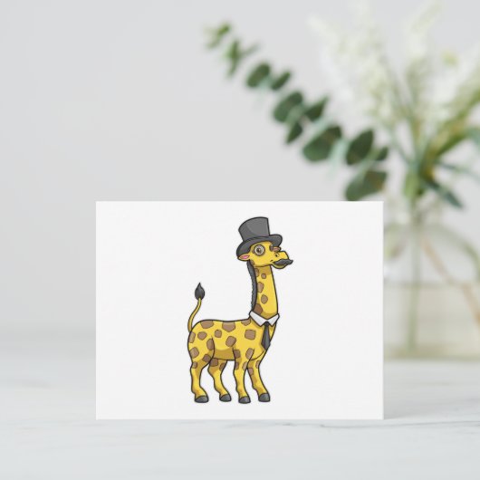 Giraffe als Gentleman mit Hut, Krawatte und Mustac Postkarte (Stehend Vorderseite)