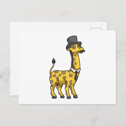 Giraffe als Gentleman mit Hut, Krawatte und Mustac Postkarte (Vorne/Hinten)