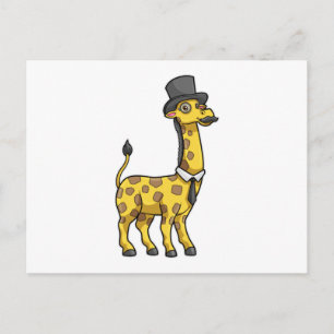 Giraffe als Gentleman mit Hut, Krawatte und Mustac Postkarte