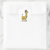 Giraffe als Gentleman mit Hut, Krawatte und Mustac Quadratischer Aufkleber (Tasche)