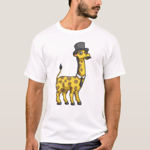 Giraffe als Gentleman mit Hut, Krawatte und Mustac T-Shirt