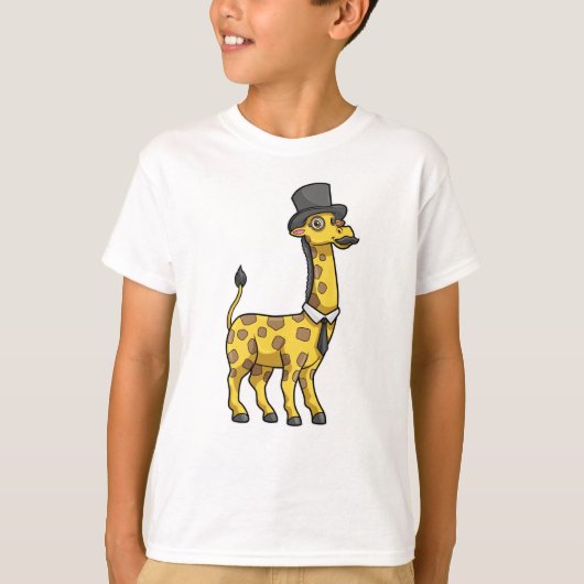 Giraffe als Gentleman mit Hut, Krawatte und Mustac T-Shirt (Vorderseite)