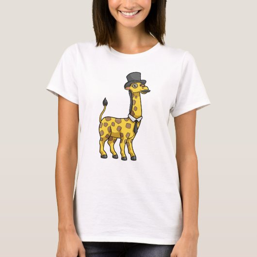 Giraffe als Gentleman mit Hut, Krawatte und Mustac T-Shirt (Vorderseite)