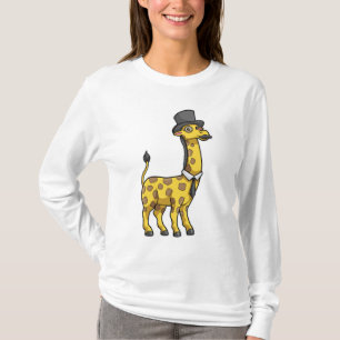 Giraffe als Gentleman mit Hut, Krawatte und Mustac T-Shirt
