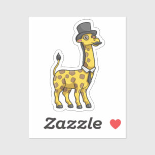 Giraffe als Gentleman mit Hut, Krawatte und Schnur Aufkleber