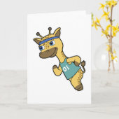 Giraffe als Jogger beim Laufen mit Headband Karte (Gelbe Blume)