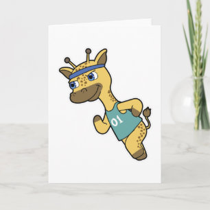 Giraffe als Jogger beim Laufen mit Headband Karte