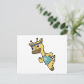 Giraffe als Jogger beim Laufen mit Headband Postkarte (Stehend Vorderseite)
