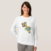 Giraffe als Jogger beim Laufen mit Headband T-Shirt (Vorne ganz)