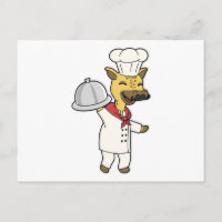 Giraffe als Koch mit Kochen Schürze & Platter
