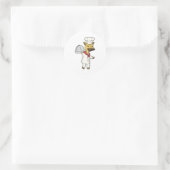 Giraffe als Koch mit Kochen Schürze & Platter Runder Aufkleber (Tasche)