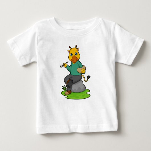 Giraffe als Maler mit Pinsel Baby T-shirt (Vorderseite)
