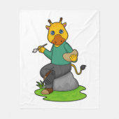 Giraffe als Maler mit Pinsel Fleecedecke (Vorderseite)