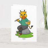 Giraffe als Maler mit Pinsel Karte (Rückseite)