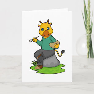 Giraffe als Maler mit Pinsel Karte