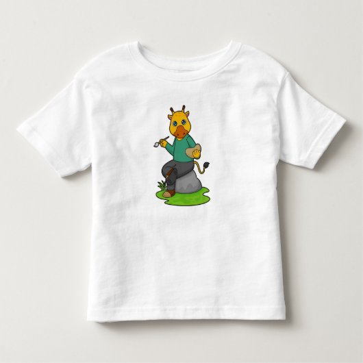 Giraffe als Maler mit Pinsel Kleinkind T-shirt (Vorderseite)