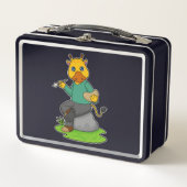 Giraffe als Maler mit Pinsel Metall Brotdose (Vorderseite)