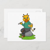 Giraffe als Maler mit Pinsel Postkarte (Vorne/Hinten)