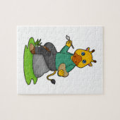 Giraffe als Maler mit Pinsel Puzzle (Horizontal)
