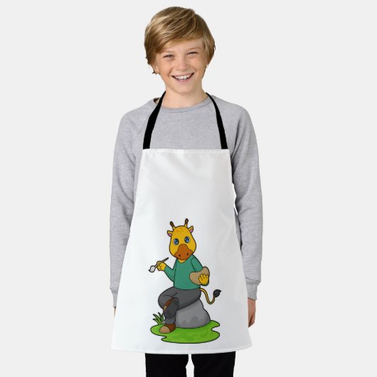 Giraffe als Maler mit Pinsel Schürze (Getragen)