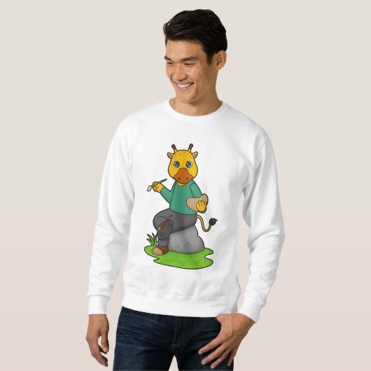 Giraffe als Maler mit Pinsel Sweatshirt (Vorne ganz)