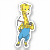Giraffe als Miner mit Pickaxe Aufkleber (Vorderseite)