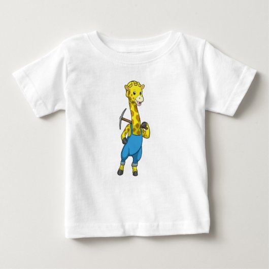 Giraffe als Miner mit Pickaxe Baby T-shirt (Vorderseite)