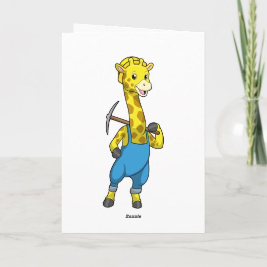 Giraffe als Miner mit Pickaxe Karte (Rückseite)