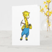 Giraffe als Miner mit Pickaxe Karte (Gelbe Blume)