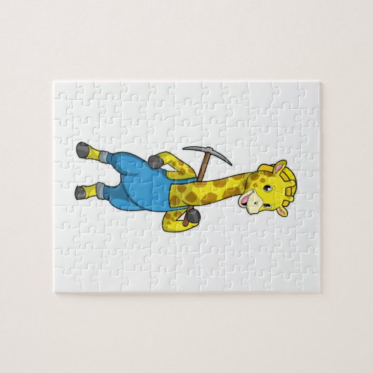 Giraffe als Miner mit Pickaxe Puzzle (Horizontal)