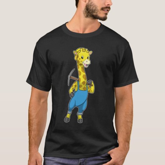 Giraffe als Miner mit Pickaxe T-Shirt (Vorderseite)