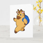 Giraffe als Schüler mit Rucksack Karte (Gelbe Blume)