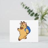Giraffe als Schüler mit Rucksack Postkarte (Stehend Vorderseite)