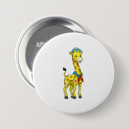 Giraffe als Seeleute mit Sailor-Hut Button (Vorne & Hinten)