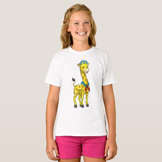 Giraffe als Seeleute mit Sailor-Hut T-Shirt (Vorne ganz)