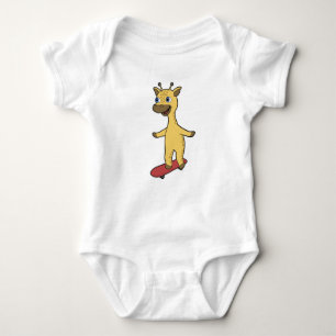 Giraffe als Skater mit Skateboard Baby Strampler
