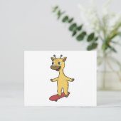 Giraffe als Skater mit Skateboard Postkarte (Stehend Vorderseite)