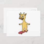 Giraffe als Skater mit Skateboard Postkarte (Vorne/Hinten)
