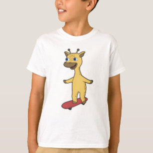 Giraffe als Skater mit Skateboard T-Shirt