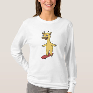 Giraffe als Skater mit Skateboard T-Shirt
