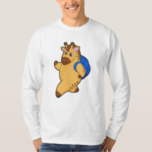 Giraffe als Student mit Rucksack T-Shirt