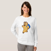 Giraffe als Student mit Rucksack T-Shirt (Vorne ganz)