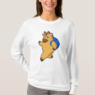 Giraffe als Student mit Rucksack T-Shirt